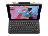 Logitech Slim Folio - Tastatur og folio-kasse - trådløs - Bluetooth - Pan Nordic - grafit - for Apple 10.2-inch iPad (7. generation, 8. generation, 9. generation) 920-009479