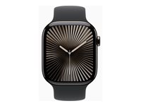 Apple Watch Series 10 (GPS + Cellular) - 46 mm - skifer titanium - smart ur med sportsbånd - fluoroelastomer - sort - båndstørrelse: S/M - 64 GB - LTE, Wi-Fi 4, UWB, Bluetooth - 4G - 41.7 g MWYD3QN/A