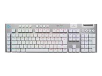 Logitech G G915 X - Tastatur - gaming, LIGHTSPEED - full size - bagbelyst - trådløs - Bluetooth, 2.4 GHz, USB-C - hvid 920-012688