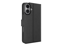 Zagg - Flipomslag til mobiltelefon - føles som læder - sort - for Apple iPhone 16 702315603