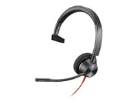 Poly Blackwire 3310 - Blackwire 3300 series - headset - på øret - kablet - USB-A - sort - Certified for Microsoft Teams, UC-certificeret 8X216AA