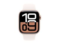 Apple Watch Series 10 (GPS) - 42 mm - roseguldaluminium - smart ur med sportsbånd - fluoroelastomer - lyserød - båndstørrelse: S/M - 64 GB - Wi-Fi 4, UWB, Bluetooth - 30 g MWWH3QN/A