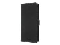 Insmat Exclusive Flip Case - Flipomslag til mobiltelefon - ægte læder, papir, karton, polykarbonat, aluminumfolie - sort - for OnePlus Nord 650-2885