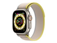 Apple Watch Ultra - 49 mm - titanium - smart ur med Trail Loop - blød dobbeltlagsnylon - gul/beige - båndstørrelse: M/L - 32 GB - Wi-Fi, LTE, UWB, Bluetooth - 4G - 61.3 g MQFU3DH/A