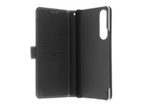 Insmat Exclusive - Flipomslag til mobiltelefon - læder, pap+papir, aluminumfolie - sort - for Sony XPERIA 1 V 650-3172