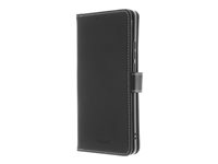 Insmat - Flipomslag til mobiltelefon - ægte læder, polykarbonat, karton+papir+aluminiumsfolie, bomuldssyninger - sort - for Motorola Moto Edge 40 650-3168