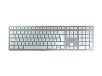 CHERRY KW 9100 SLIM - Tastatur - trådløs - 2.4 GHz, Bluetooth 4.0 - Pan Nordic - tastkontakt: CHERRY SX - sølv, hvid JK-9110PN-1