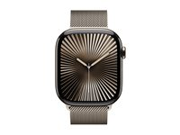 Apple Watch Series 10 (GPS + Cellular) - 46 mm - naturlig titanium - smart ur med milanesisk løkke - rustfrit stålnet - naturlig - båndstørrelse: M/L - 64 GB - LTE, Wi-Fi 4, UWB, Bluetooth - 4G - 41.7 g MWYC3QN/A