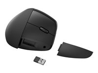 HP 925 - Lodret mus - ergonomisk - 6 knapper - trådløs - Bluetooth 5.3, 2.4 GHz - trådløs modtager (USB) - sort - 100 % papirbaseret indpakning 6H1A5AA#ABB