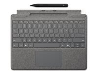 Microsoft Surface Pro Keyboard - Tastatur - med trackpad, accelerometer, Surface Slim Pen 2 opbevaring og opladningsbakke - QWERTY - Nordisk - platinum - med Slim Pen 2 - for Surface Pro 10, Pro 11, Pro 8, Pro 9, Pro Copilot+ PC, Pro Copilot+ PC for Business 8X8-00172