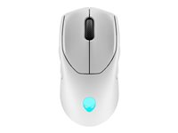 Alienware Tri-Mode Gaming Mouse AW720M - Mus - optisk - 8 knapper - trådløs, kablet - USB, 2.4 GHz, Bluetooth 5.1 - månelys AW720M-W-DEAM