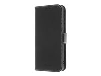Insmat Exclusive - Flipomslag til mobiltelefon - ægte læder, papir, polyurethan, karton, bomuld, aluminumfolie, bronze, termoplastisk polyuretan (TPU) - sort - for Samsung Galaxy S23 650-3133
