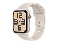 Apple Watch SE (GPS + Cellular) - 2. generation - 44 mm - stjernelys-aluminium - smart ur med sportsbånd - fluoroelastomer - stjernelys - båndstørrelse: M/L - 32 GB - LTE, Wi-Fi, Bluetooth - 4G - 33 g MRGX3DH/A