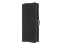 Insmat Exclusive - Flipomslag til mobiltelefon - termoplastisk polyuretan (TPU), karton+papir+aluminiumsfolie, bomuldssyninger - sort 650-3125