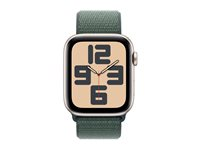 Apple Watch SE (GPS + Cellular) - 2. generation - 44 mm - stjernelys-aluminium - smart ur med sportsløkke - blød dobbeltlagsnylon - søgrøn - håndledsstørrelse: 130-200 mm - 32 GB - LTE, Wi-Fi 4, Bluetooth - 4G - 33 g MXGV3QN/A