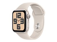 Apple Watch SE (GPS) - 2. generation - 40 mm - stjernelys-aluminium - smart ur med sportsbånd - fluoroelastomer - stjernelys - båndstørrelse: S/M - 32 GB - Wi-Fi, Bluetooth - 26.4 g MR9U3DH/A