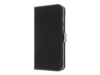 Insmat Exclusive - Flipomslag til mobiltelefon - ægte læder, karton+papir+aluminiumsfolie, polycarbonat (PC) - sort - for Google Pixel 9 Pro XL 650-3275