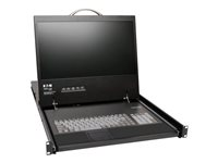 Eaton Tripp Lite Series 8-Port IP Rack Console Cat5 KVM Switch 19" LCD 1+1 User 1URM TAA - KVM-konsol med KVM switch - 8 porte - PS/2, USB - 19" - rackversion - 1366 x 768 - sort - 1U B070-008-19-IP