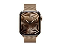 Apple Watch Series 10 (GPS + Cellular) - 42 mm - guld titanium - smart ur med milanesisk løkke - rustfrit stålnet - guld - håndledsstørrelse: 130-180 mm - 64 GB - LTE, Wi-Fi 4, UWB, Bluetooth - 4G - 34.4 g MX083QN/A
