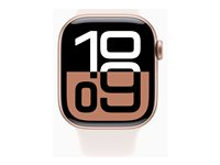 Apple Watch Series 10 (GPS + Cellular) - 42 mm - roseguldaluminium - smart ur med sportsbånd - fluoroelastomer - lyserød - båndstørrelse: M/L - 64 GB - LTE, Wi-Fi 4, UWB, Bluetooth - 4G - 29.3 g MWXA3QN/A