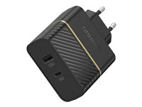 OtterBox Premium - Strømforsyningsadapter - propack - 30 Watt - 3 A - PD 3.0, Apple Fast Charge, Fast Charge - 2 output-stikforbindelser (24 pin USB-C, USB) - sort 78-80867