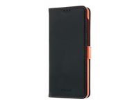 Insmat - Flipomslag til mobiltelefon - læder, karton+papir+aluminiumsfolie - sort, orange - for Samsung Galaxy A32 5G 650-2970