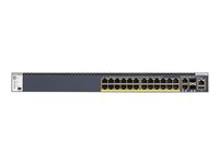 NETGEAR M4300-28G-PoE+ - Switch - L3 - Administreret - 2 x 10/100/1000/10000 + 2 x 10 Gigabit SFP+ + 24 x 10/100/1000 (PoE+) - front til ryg-luftstrøm - monterbar på stativ - PoE+ (480 W) GSM4328PA-100NES
