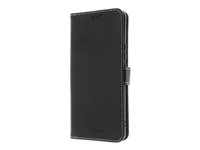 Insmat - Flipomslag til mobiltelefon - ægte læder, bomuldssyninger, karton+papir+aluminiumsfolie, termoplastisk polyuretan (TPU) - sort - for Honor Magic 6 Lite 650-3241