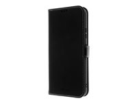 Insmat Exclusive - Flipomslag til mobiltelefon - ægte læder, pap+papir, polyurethan, termoplastisk polyuretan (TPU) - sort - for Samsung Galaxy XCover7 650-3218