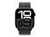 Apple Watch Series 10 (GPS + Cellular) - 46 mm - jet sort aluminium - smart ur med sportsløkke - blød dobbeltlagsnylon - blæk - håndledsstørrelse: 130-200 mm - 64 GB - LTE, Wi-Fi 4, UWB, Bluetooth - 4G - 35.3 g MWY53QN/A