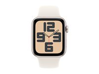 Apple Watch SE (GPS + Cellular) - 2. generation - 44 mm - stjernelys-aluminium - smart ur med sportsbånd - fluoroelastomer - stjernelys - båndstørrelse: S/M - 32 GB - LTE, Wi-Fi 4, Bluetooth - 4G - 33 g MXGT3QN/A