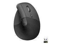 Logitech Lift for Business - Lodret mus - ergonomisk - 6 knapper - trådløs - Bluetooth, 2.4 GHz - Logitech Logi Bolt USB-modtager - grafit 910-006494