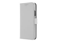 Insmat Exclusive Flip Case - Flipomslag til mobiltelefon - ægte læder, polyurethan, polykarbonat - hvid 650-2617