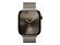 Apple Watch Series 10 (GPS + Cellular) - 42 mm - naturlig titanium - smart ur med milanesisk løkke - rustfrit stålnet - naturlig - håndledsstørrelse: 130-180 mm - 64 GB - LTE, Wi-Fi 4, UWB, Bluetooth - 4G - 34.4 g MWXF3QN/A