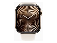 Apple Watch Series 10 (GPS + Cellular) - 46 mm - guld titanium - smart ur med sportsbånd - fluoroelastomer - stjernelys - båndstørrelse: S/M - 64 GB - LTE, Wi-Fi 4, UWB, Bluetooth - 4G - 41.7 g MWYX3QN/A