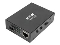 Eaton Tripp Lite Series Gigabit SFP Fiber to Ethernet Media Converter, POE+, International Power Cables, 10/100/1000 Mbps - Fibermedieomformer - 1GbE - 10Base-T, 100Base-TX, 1000Base-T - RJ-45 / SFP (mini-GBIC) - op til 100 m - for P/N: N001-025-BK, N201-025-BL, N286-01GLX-SLX, N286-01GSX-MDLC N785-INT-PSFP