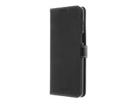 Insmat - Flipomslag til mobiltelefon - læder, polykarbonat, karton+papir+aluminiumsfolie, 2 magnet - sort - for Motorola Moto G73, G73 5G 650-3163