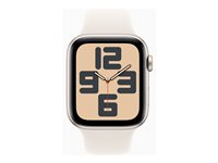 Apple Watch SE (GPS) - 2. generation - 44 mm - stjernelys-aluminium - smart ur med sportsbånd - fluoroelastomer - stjernelys - båndstørrelse: M/L - 32 GB - Wi-Fi 4, Bluetooth - 32.9 g MXEV3QN/A