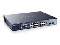 Zyxel XMG1915 Series XMG1915-18EP - Switch - administreret, NebulaFLEX cloud - L3 Lite - smart - 8 x 100/1000/2.5G (PoE++) + 8 x 100/1000/2.5G + 2 x Gigabit SFP / 10 Gigabit SFP+ - monterbar på stativ - PoE++ (180 W) XMG1915-18EP-EU0101F