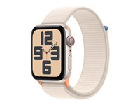 Apple Watch SE (GPS + Cellular) - 2. generation - 44 mm - stjernelys-aluminium - smart ur med sportsløkke - vævet nylon - stjernelys - håndledsstørrelse: 145-220 mm - 32 GB - LTE, Wi-Fi, Bluetooth - 4G - 33 g MRH23DH/A