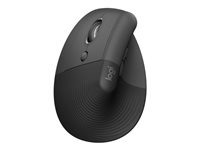 Logitech Lift Vertical Ergonomic Mouse - Lodret mus - ergonomisk - venstrehåndet - optisk - 6 knapper - trådløs - Bluetooth, 2.4 GHz - Logitech Logi Bolt USB-modtager - grafit 910-006474