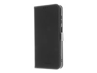 Insmat Exclusive - Flipomslag til mobiltelefon - ægte læder, termoplastisk polyuretan (TPU), bomuldssyninger, pap+papir - sort - for Samsung Galaxy Xcover 6 Pro 650-3088