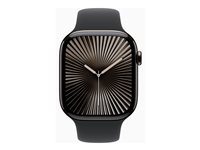 Apple Watch Series 10 (GPS + Cellular) - 46 mm - jet sort aluminium - smart ur med sportsbånd - fluoroelastomer - sort - båndstørrelse: S/M - 64 GB - LTE, Wi-Fi 4, UWB, Bluetooth - 4G - 35.3 g MWY33QN/A