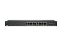 SonicWall Switch SWS14-24 - Switch - Administreret - 24 x 10/100/1000 + 4 x 10 Gigabit SFP+ - monterbar på stativ - med 1 års 24x7 Support 02-SSC-8373