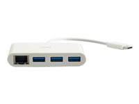C2G USB C Hub with Ethernet - 3-Port USB Hub - Hub - 3 x SuperSpeed USB 3.0 + 1 x USB-C + 1 x 1000Base-T - desktop 29746