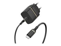OtterBox Wall Charger - Strømforsyningsadapter - 20 Watt - 3 A - PD 3.0, USB BC 1.2 (24 pin USB-C) - sort flimmer 78-80479
