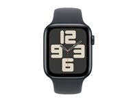 Apple Watch SE (GPS + Cellular) - 2. generation - 44 mm - midnatsaluminium - smart ur med sportsbånd - fluoroelastomer - midnat - båndstørrelse: M/L - 32 GB - LTE, Wi-Fi 4, Bluetooth - 4G - 33 g MXGM3QN/A