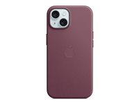 Apple - Bagsidecover til mobiltelefon - MagSafe-kompatibilitet - mikrotwill, FineWoven - morbær - for iPhone 15 MT3E3ZM/A