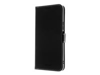 Insmat - Flipomslag til mobiltelefon - læder, polykarbonat, karton+papir+aluminiumsfolie, bomuldssyninger - sort - for Honor X6a 650-3212