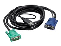 APC - Kabel til tastatur / video / mus (KVM) - USB, HD-15 (VGA) (han) til HD-15 (VGA) (han) - 3.66 m - sort - for P/N: AP5201, AP5202, AP5808, AP5816, KVM1116R AP5822